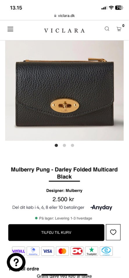 Pung, Mulberry, læder