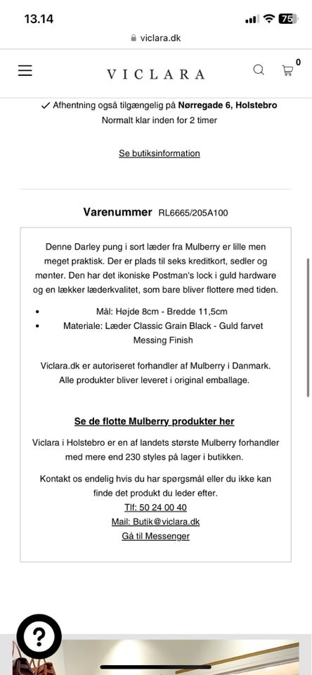 Pung, Mulberry, læder