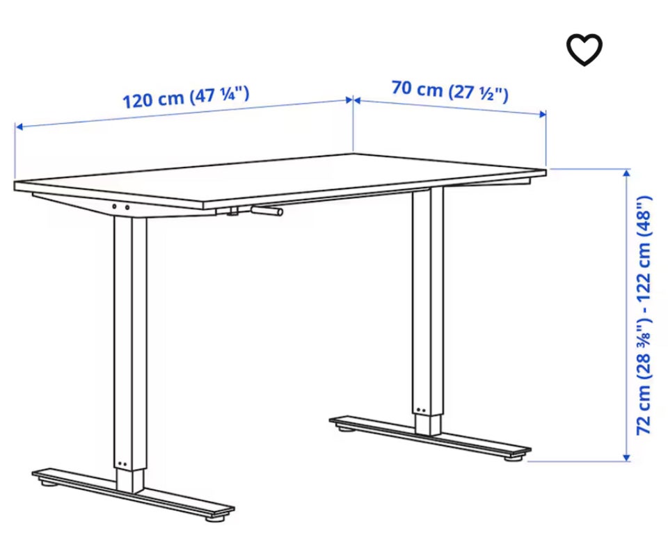 Skrive-/computerbord, IKEA, b: