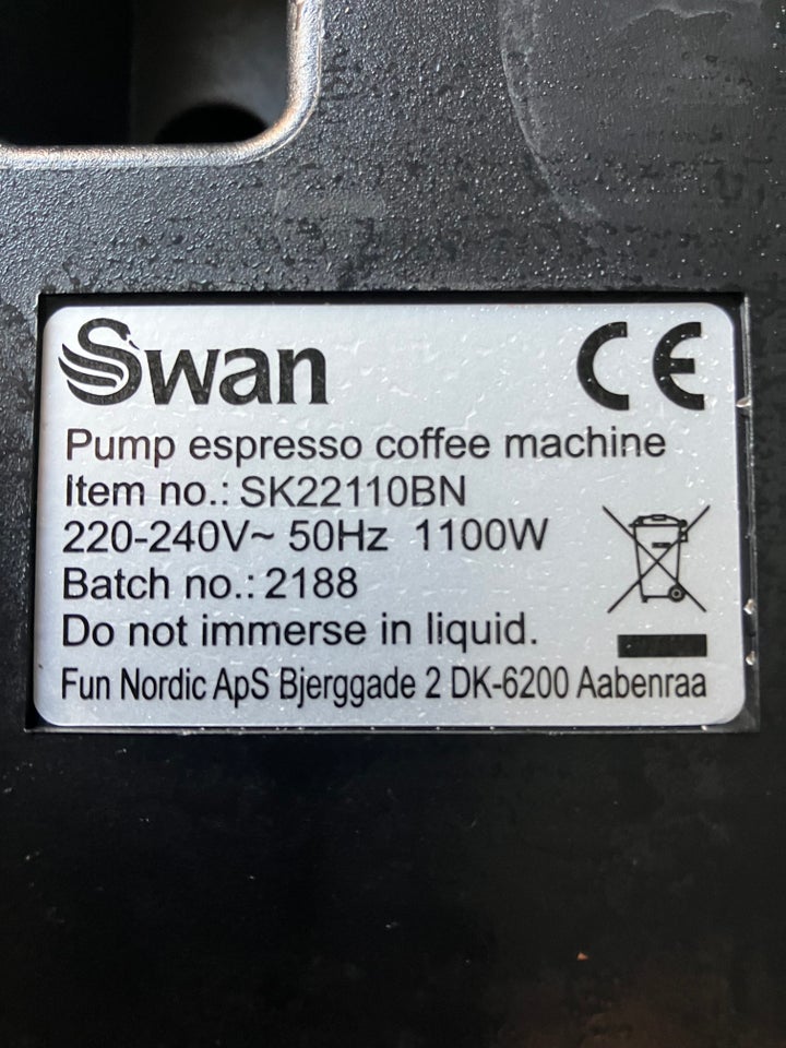 Swan espresso kaffemaskine