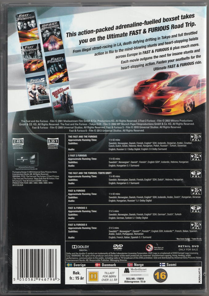 Fast  Furious 1-6 Boks (6-disc),