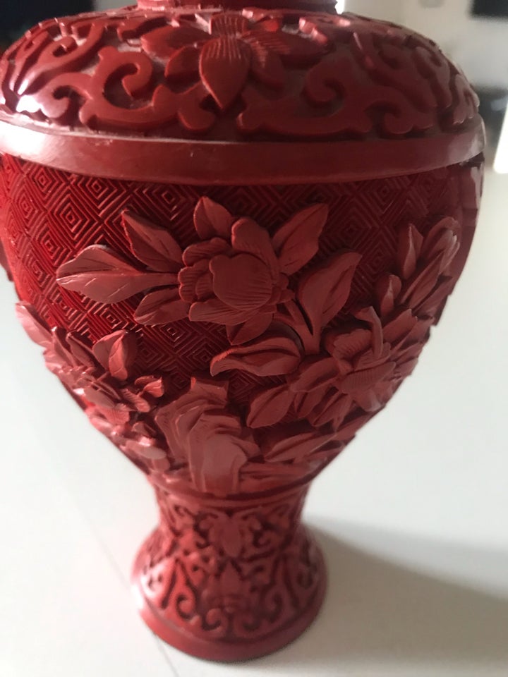 Vintage Kinesisk lak vase, Træ og