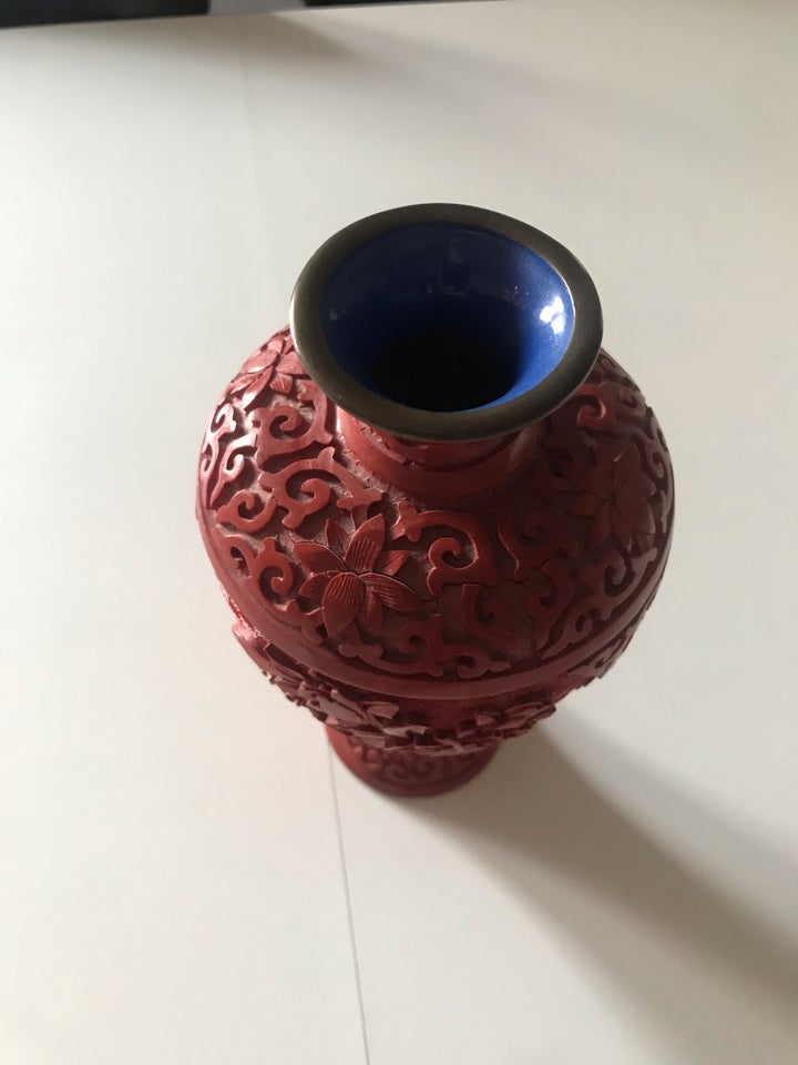 Vintage Kinesisk lak vase, Træ og