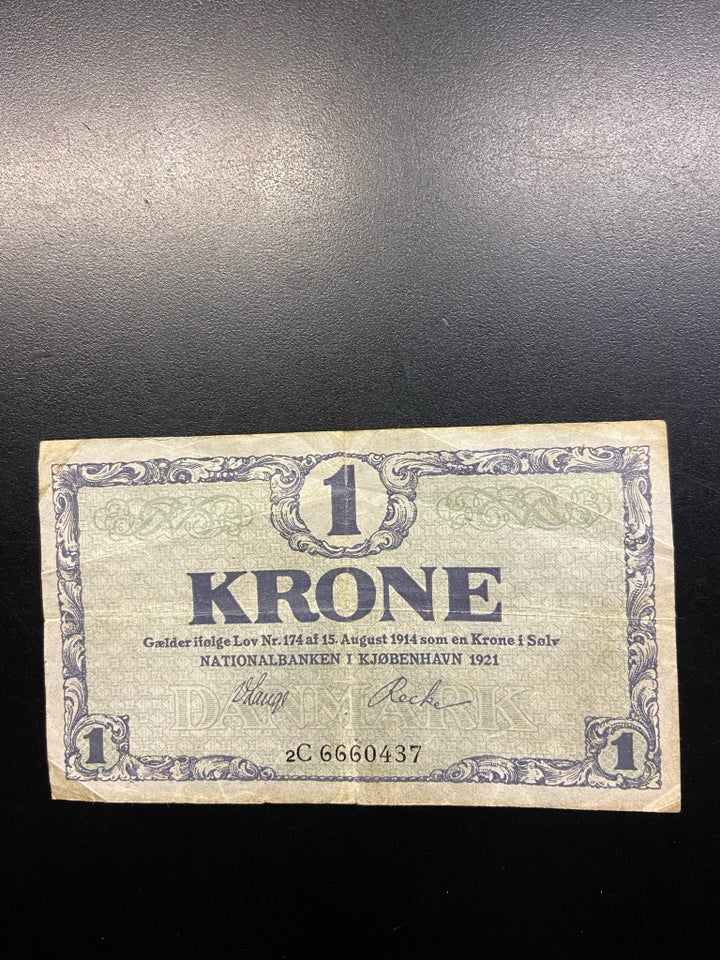 Danmark, sedler, 1 krone