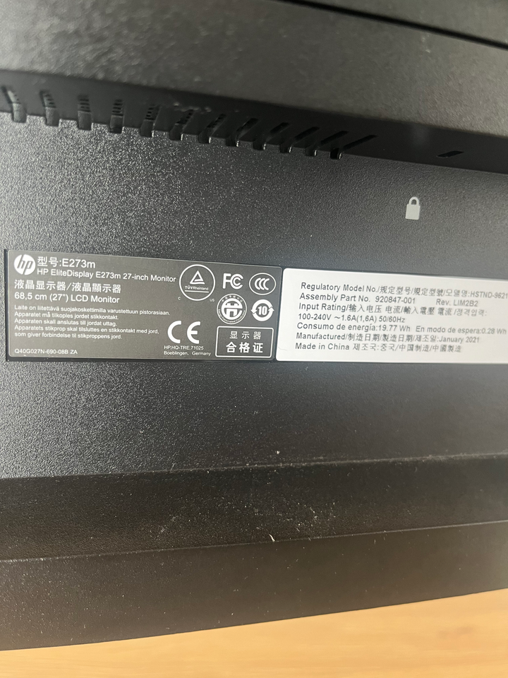 Hp EliteDisplay E273m  27 tommer