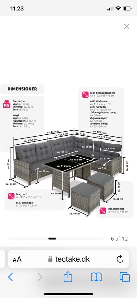 Loungesæt, Tectake “Barletta”,