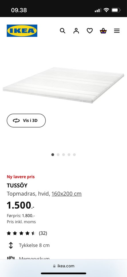 Springmadras Ikea b: 160 l: 200 h: