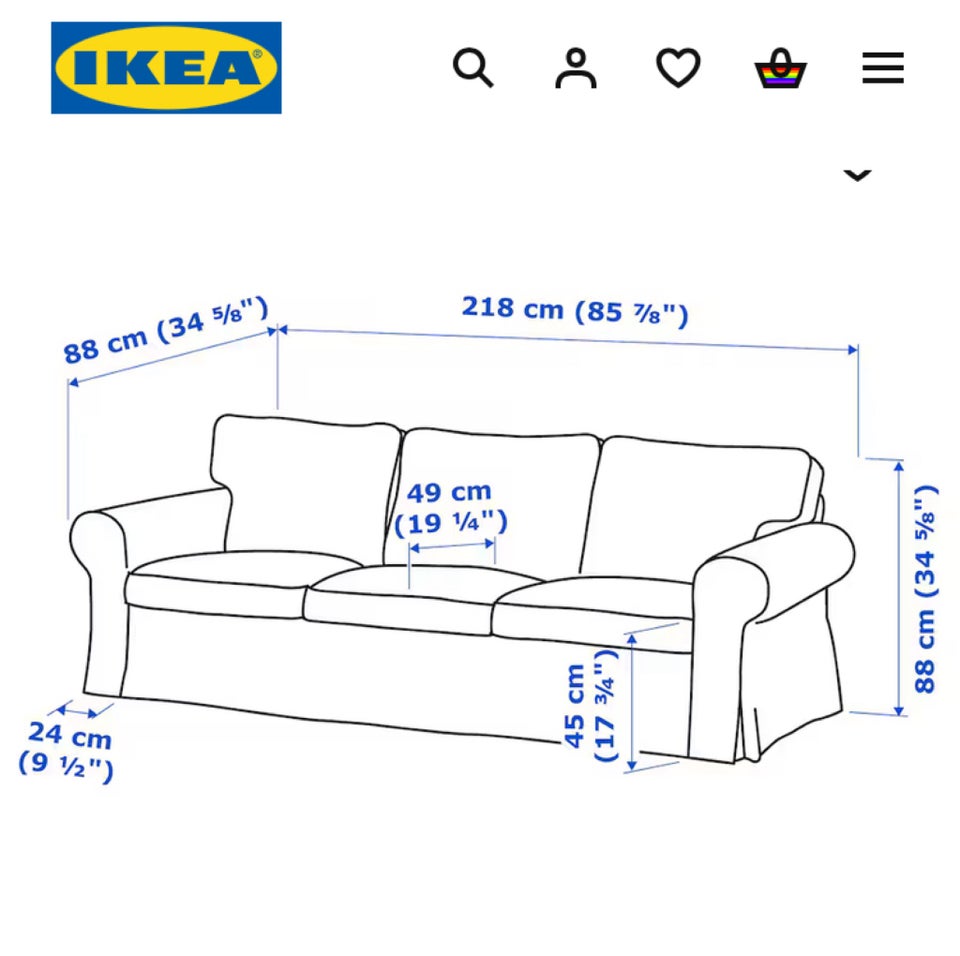 Sofa stof 3 pers