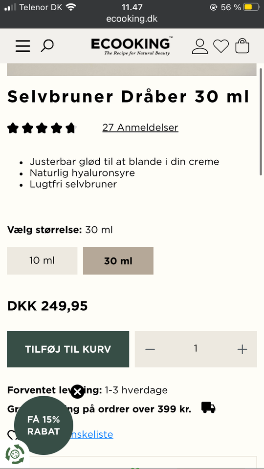 Andet, Selvbruner Dråber 30 ml,