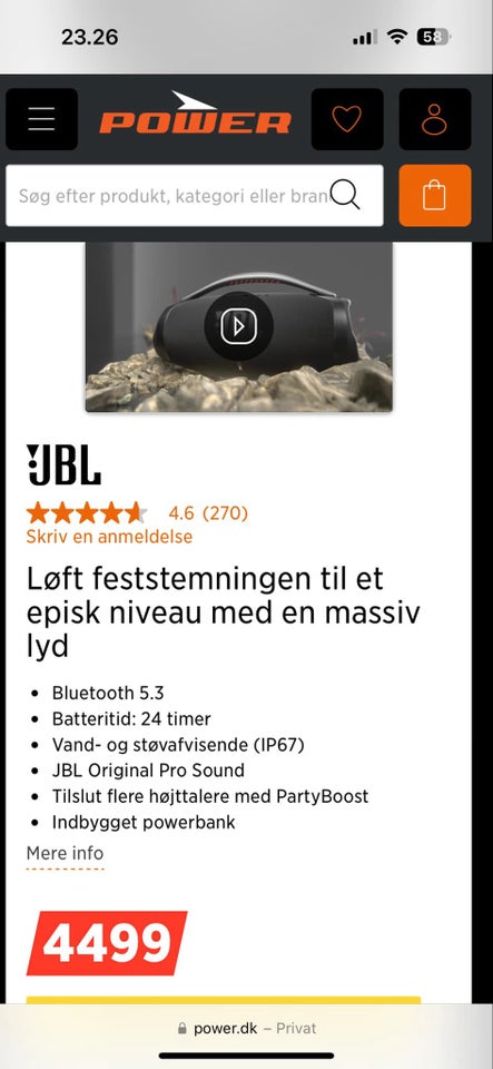 Højttaler, JBL, BOOMBOX3