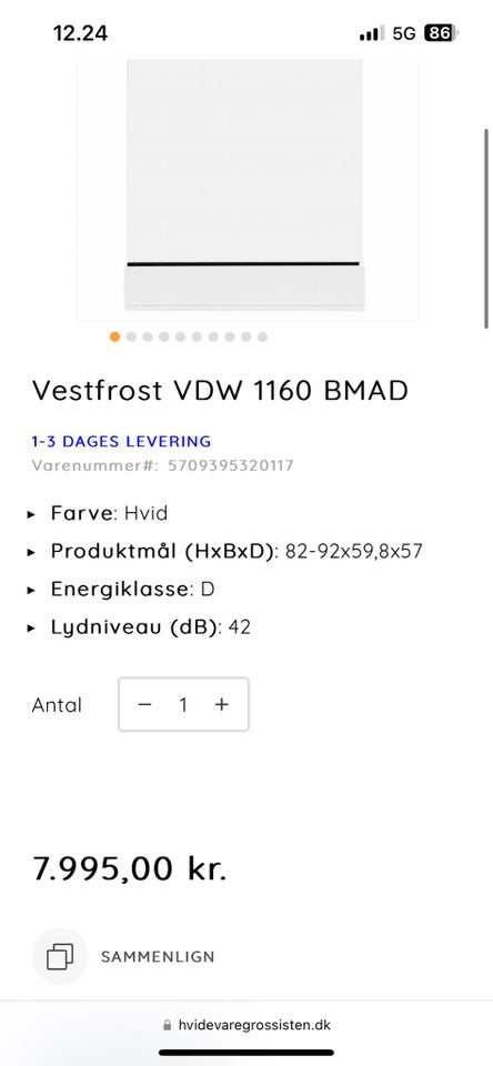 Andet mærke Vestfrost VDW 1160 X