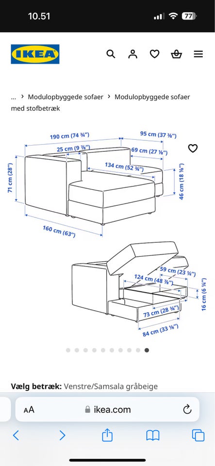 Sofa, fløjl, 2 pers.