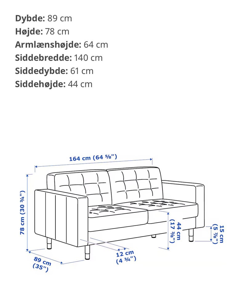 Sofa polyester 2 pers