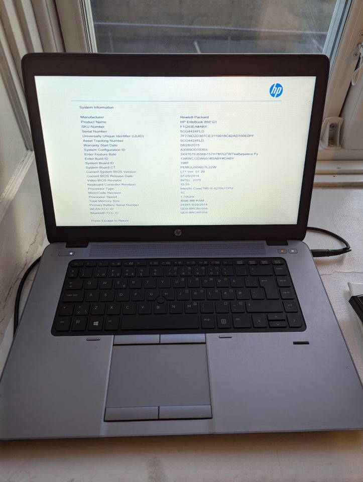 HP Elitebook 850 G1 i5-4210u GHz 4