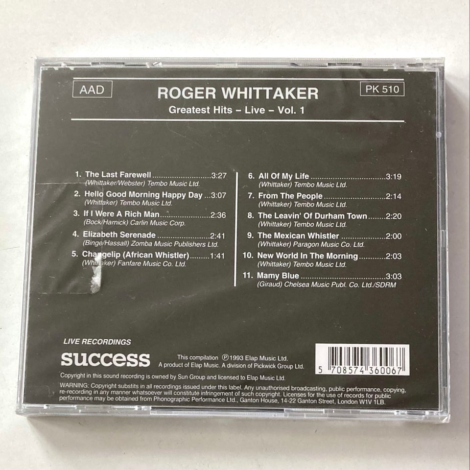 Roger Whittaker: Greatest Hits –