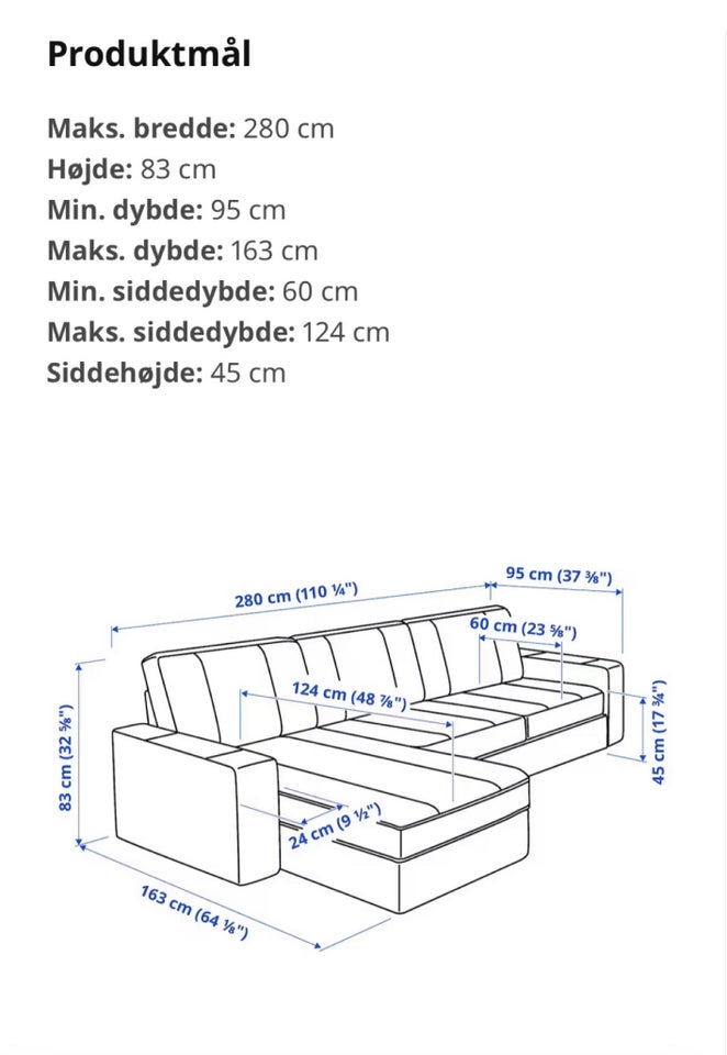 Chaiselong, polyester, 3 pers.