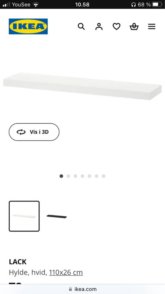 Vægreol, Ikea, b: 110 d: 26