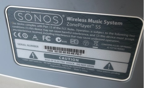 Anden højttaler, Sonos,