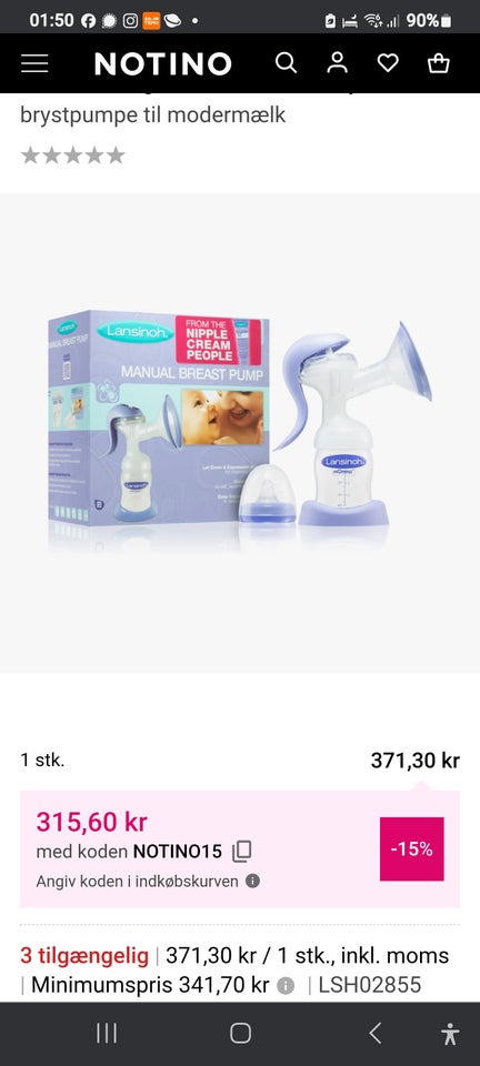 Brystpumpe, Manual breast pump,