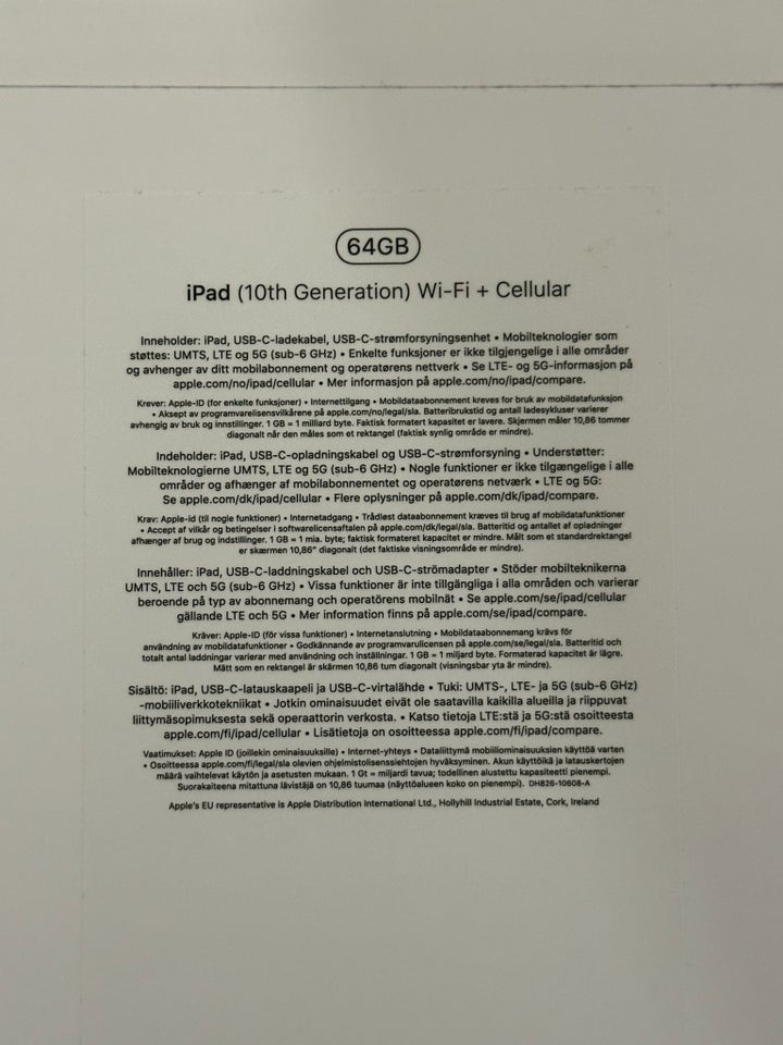 iPad 10 64 GB hvid