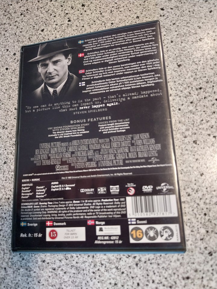 SCHINDLERS LIST, DVD, drama