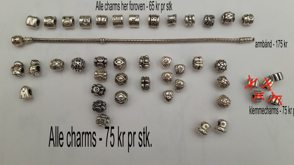 Charms, sølv, PANDORA med sten