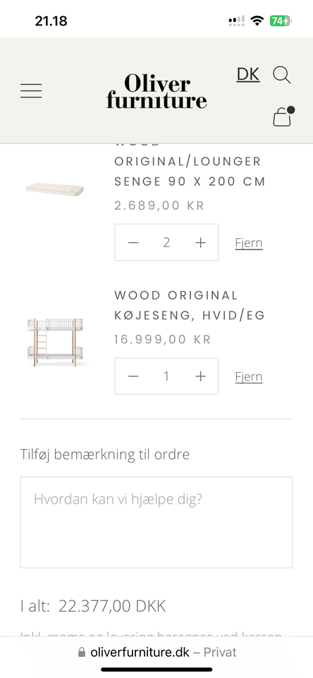 Køjeseng Oliver Furniture