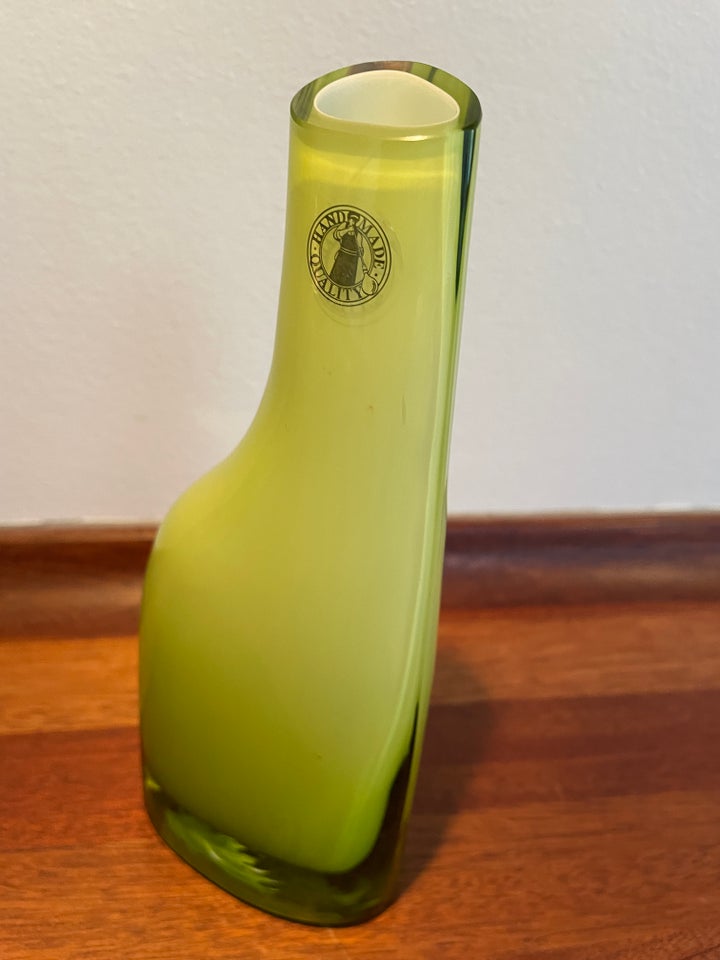 Keramik, Lime grøn glas vase Art