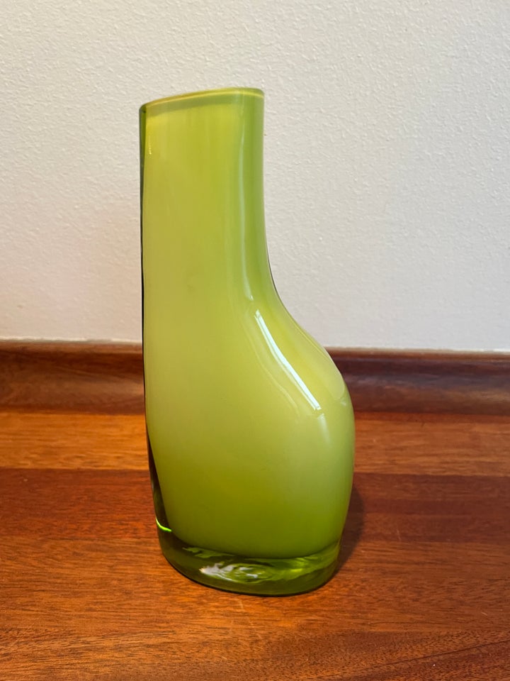 Keramik, Lime grøn glas vase Art