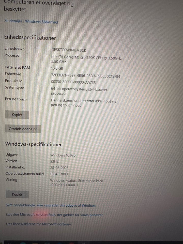 Andet mærke I5-4690K Ghz 16 GB ram