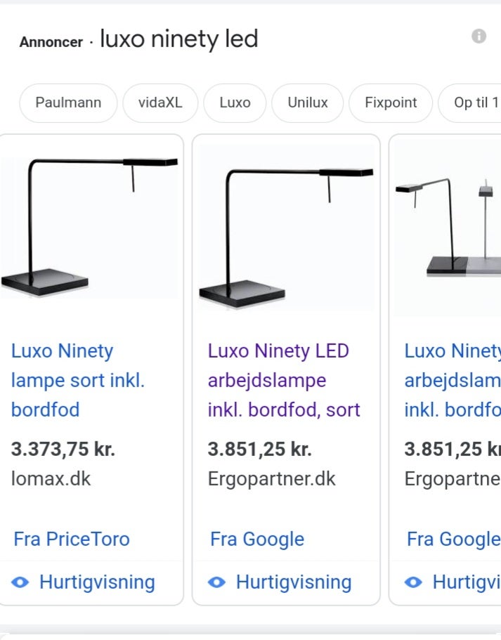 Luxo, Ninety, bordlampe