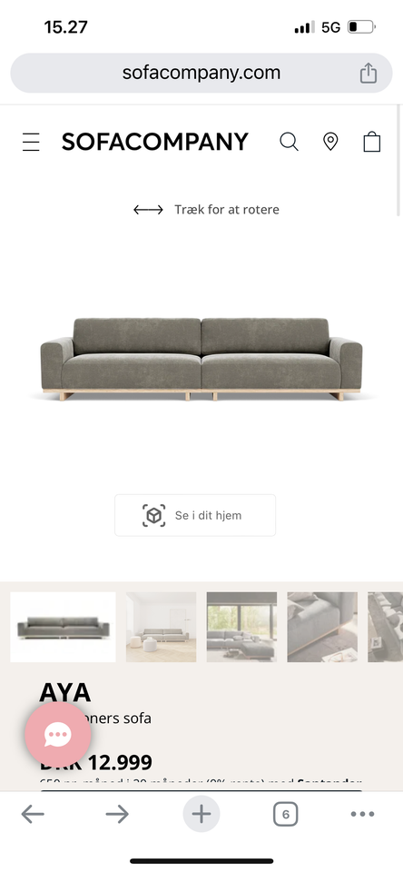 Sofa fløjl 4 pers