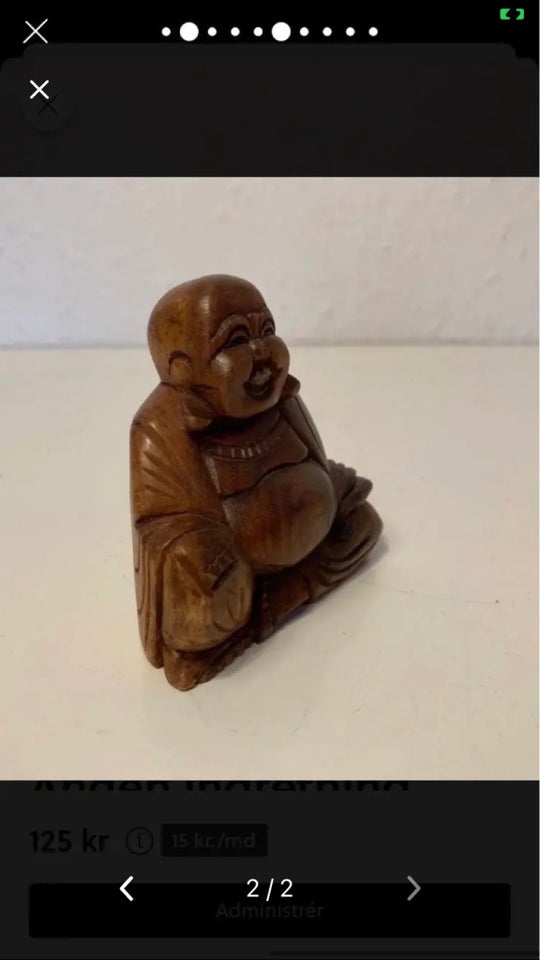 Fin gl træbuddha skulptur  motiv: