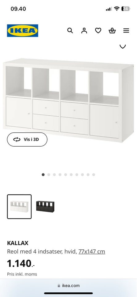 Reol IKEA b: 147 d: 44 h: 77