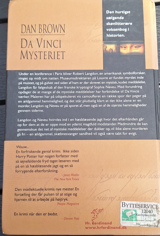 Da vinci mysteriet, Dan Brown,