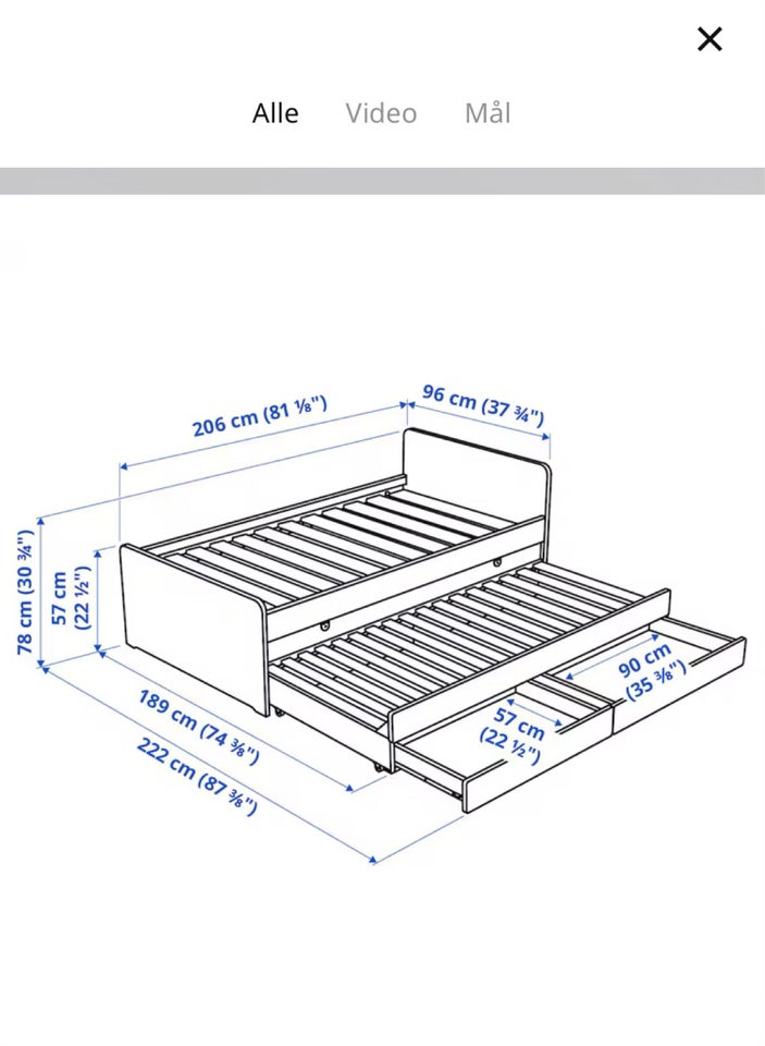 Andet, Ikea , b: 96 l: 206 h: 22