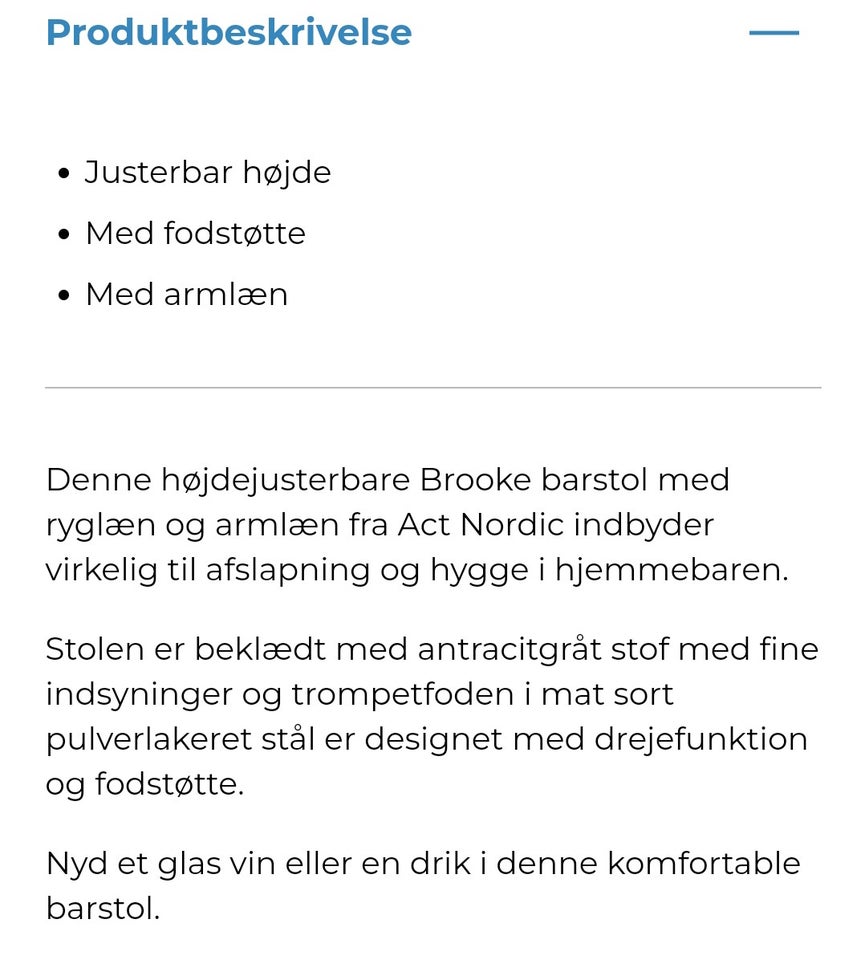 Barstol, Art Nordic Boboonline.dk