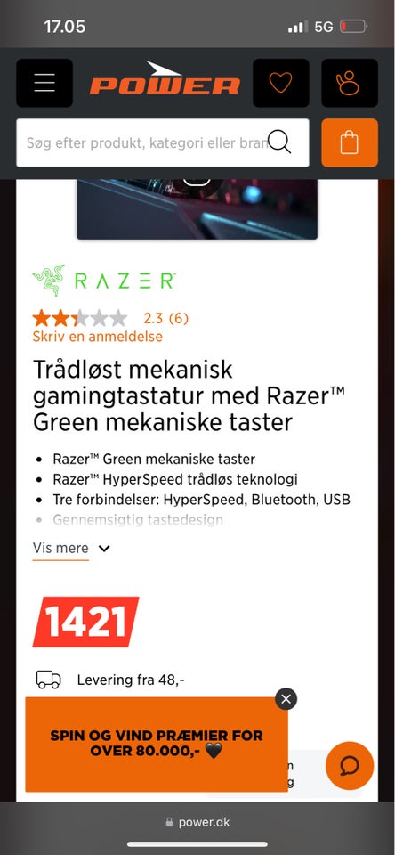 Tastatur, trådløs, Razer