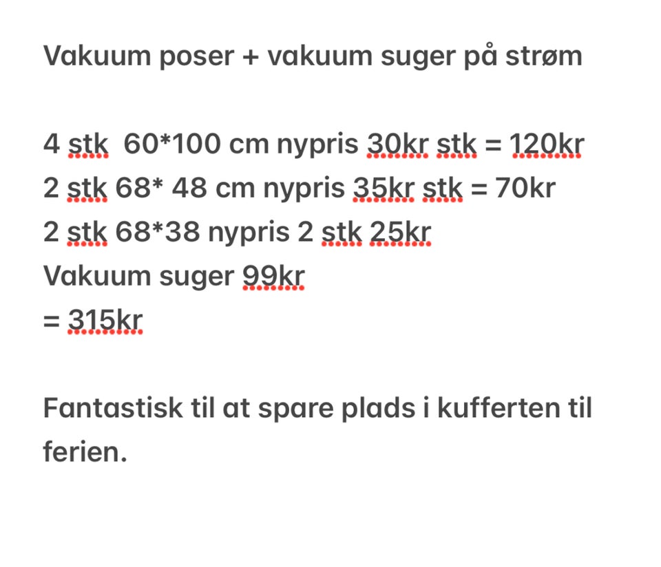 Vakuum poser + vakuum suger  Vakuum