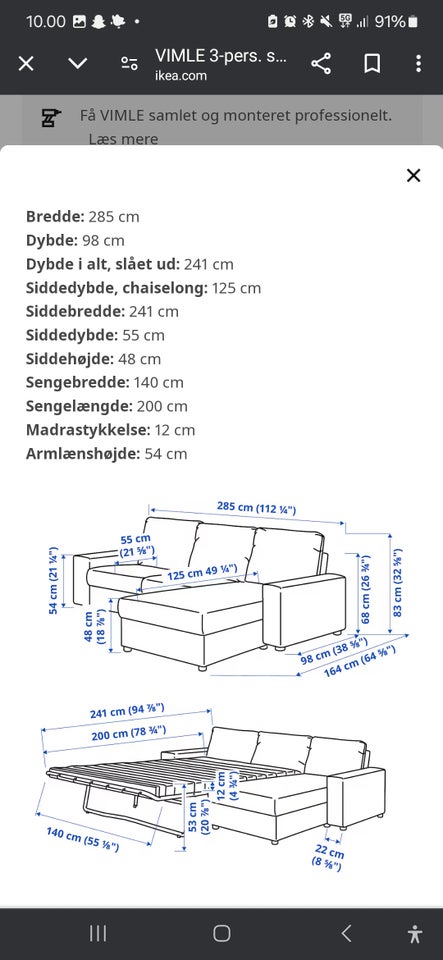 Sofa IKEA VIMLE