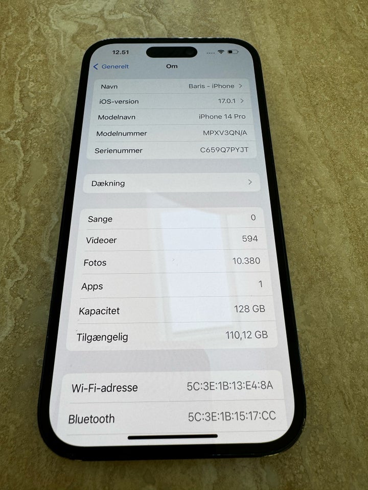 iPhone 14 Pro, 128 GB, grå