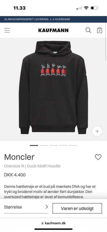 Hættetrøje, Moncler, str. L