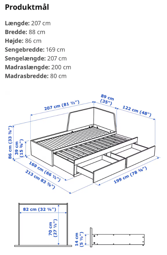 Dobbeltseng IKEA b: 80 l: 200