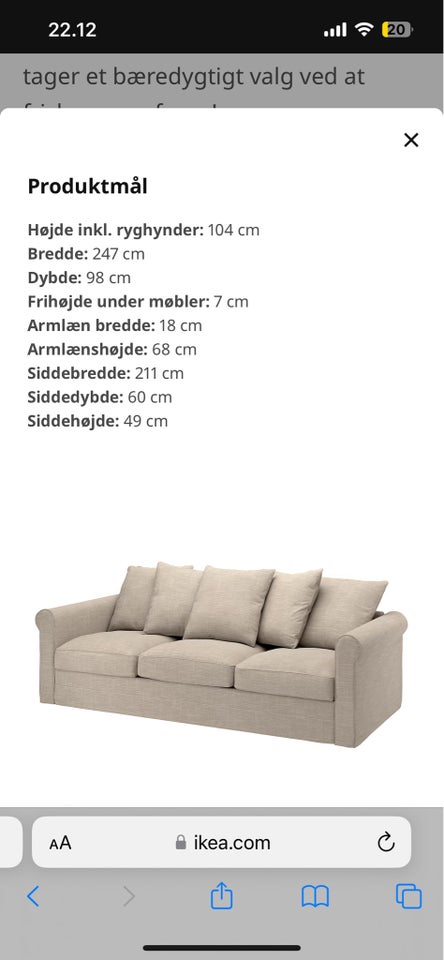 Sofa, 3 pers.