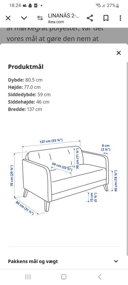 Sofa polyester 2 pers