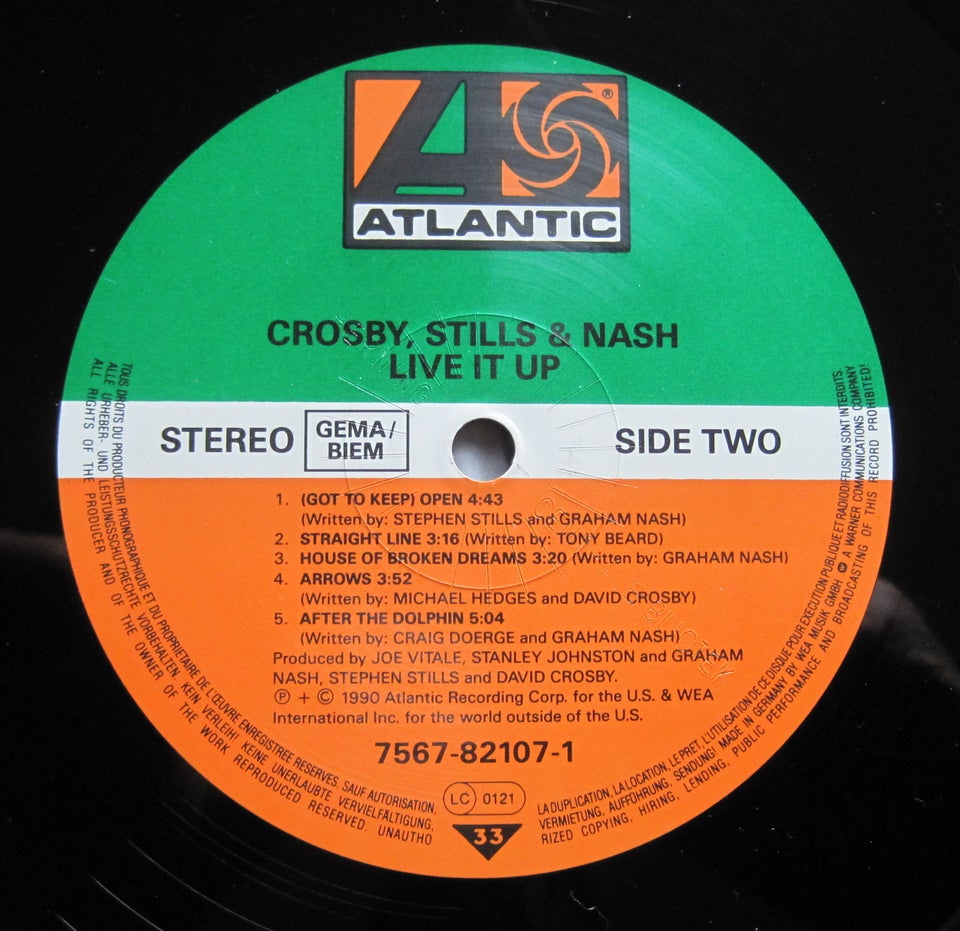 LP, Crosby Stills Nash, Live It Up