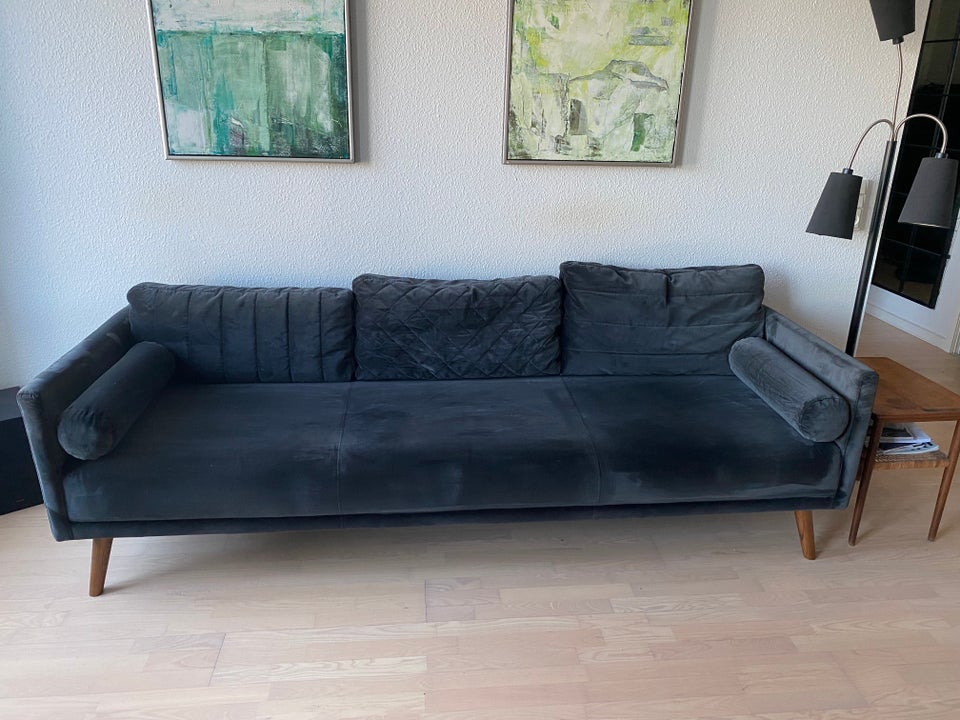 Mørkegrå velour  3 Pers. Sofa