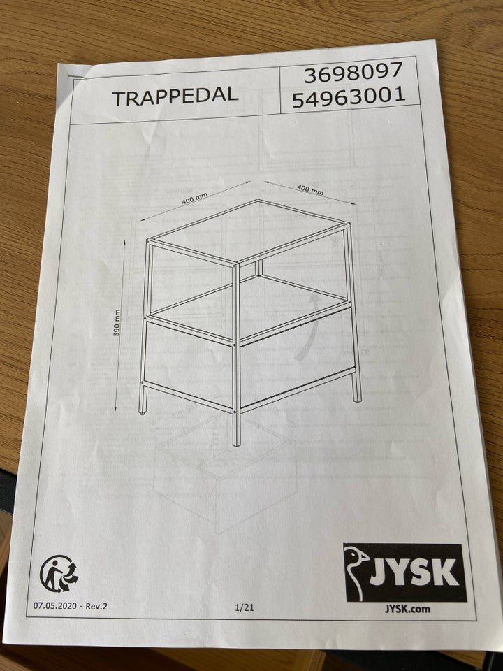 Sengebord, Trappedal