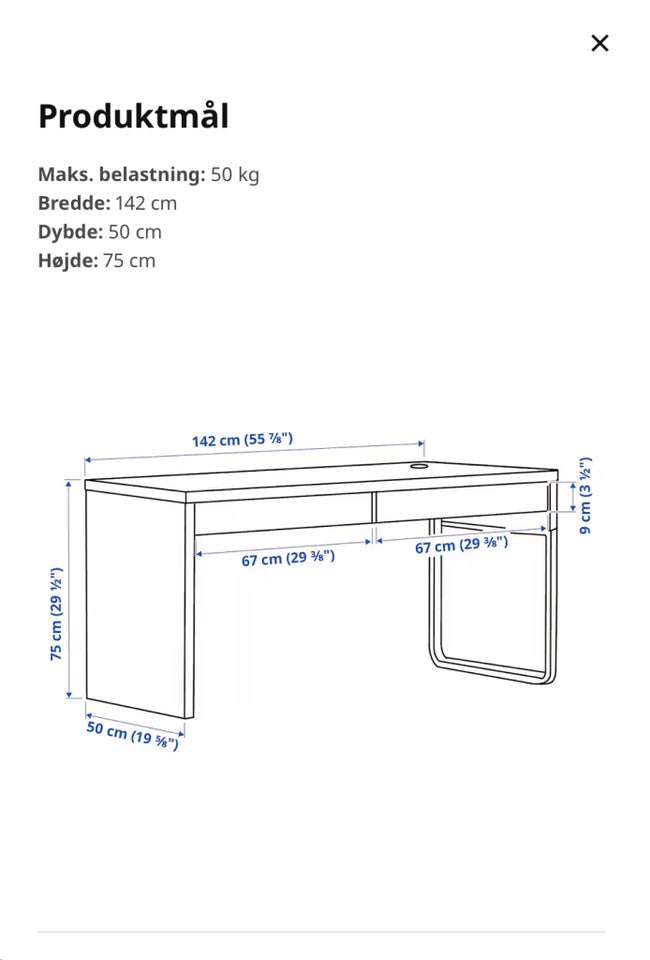 Skrive-/computerbord, Ikea