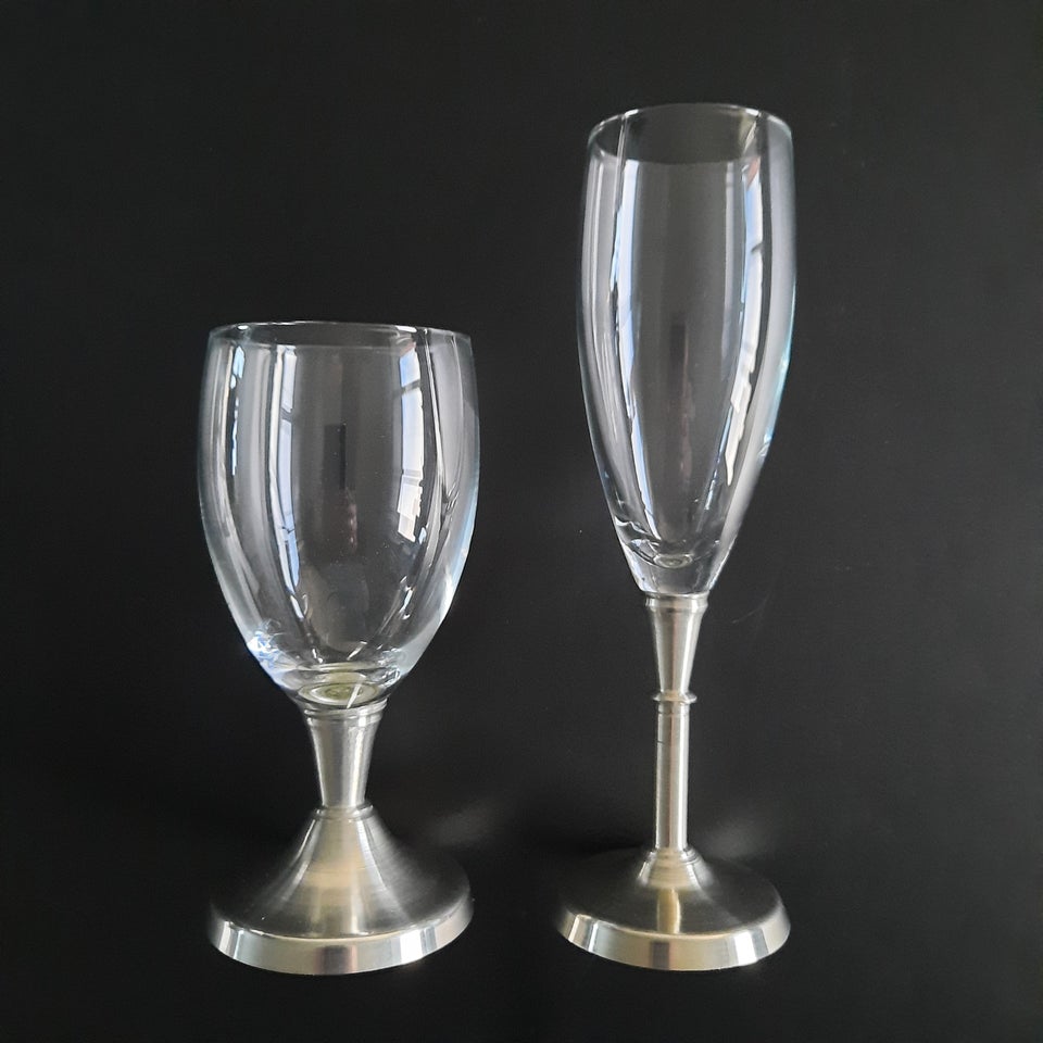 Tin, Hvidvins og champagne glas,